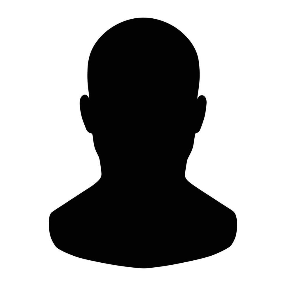 Silhouette of a male head in profile on a white background. vector