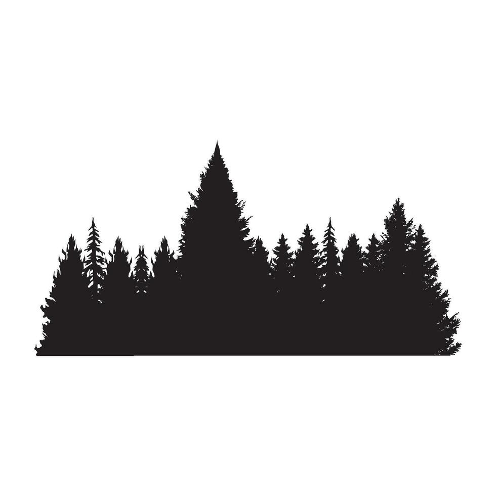 Vector illustration of pine silhouette On  white background Pro Vector