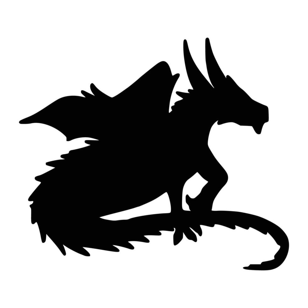 Dragon silhouette. Vector of dragon silhouette.