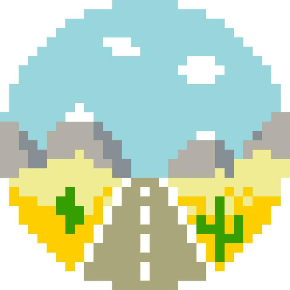 Desert cartoon icon in pixel style. vector