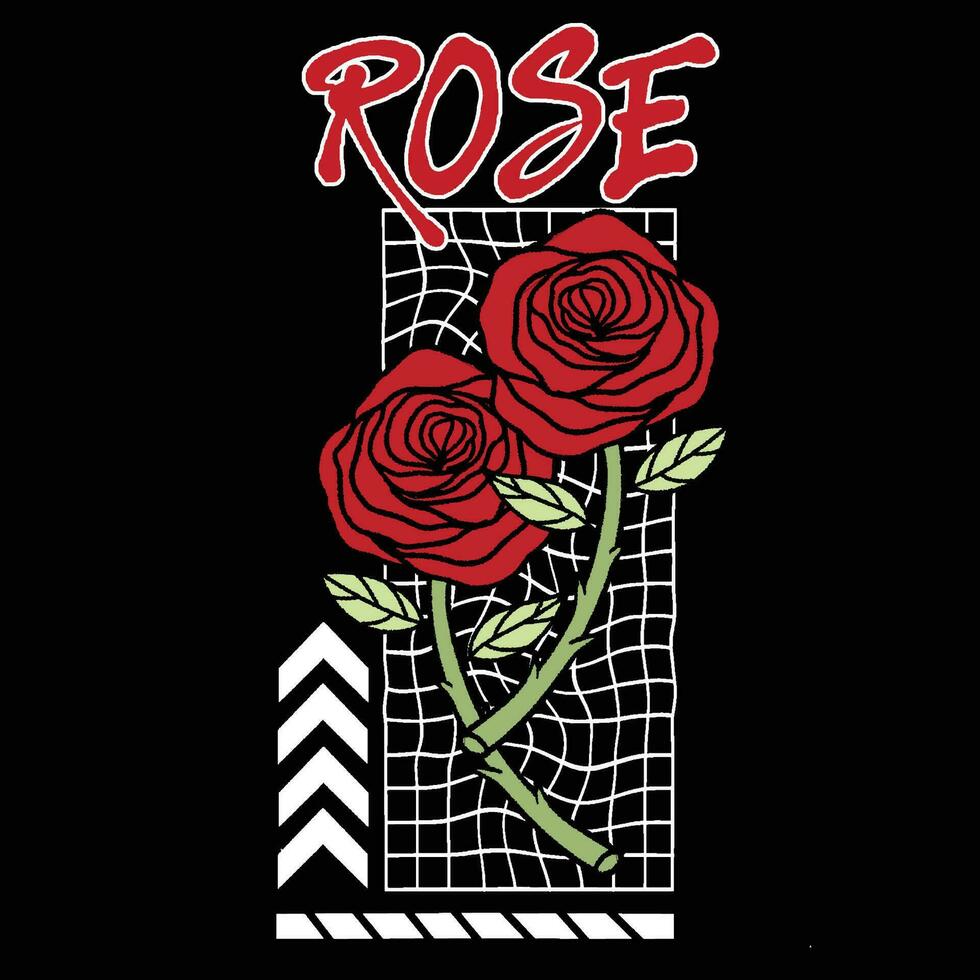 Graffiti rose flower street wear illustration vector