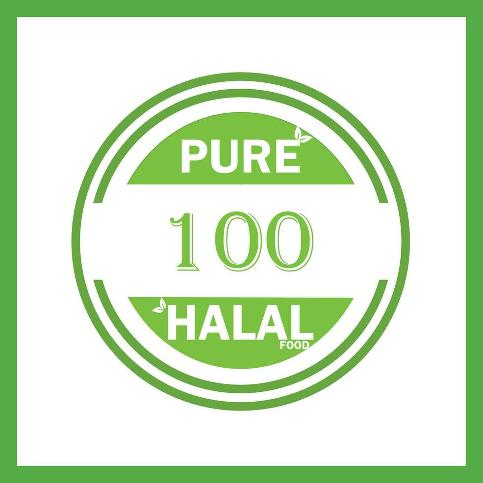 design with halal leaf design 100 vector