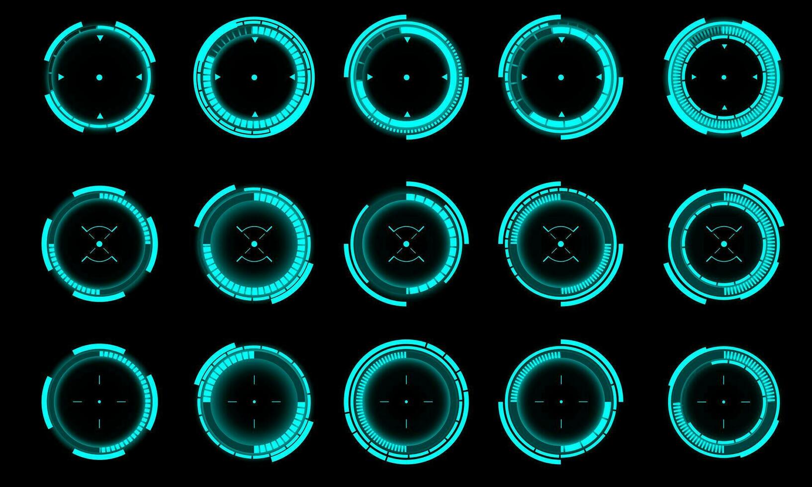 conjunto de ciencia fi azul circulo usuario interfaz elementos tecnología futurista diseño moderno creativo en negro antecedentes vector