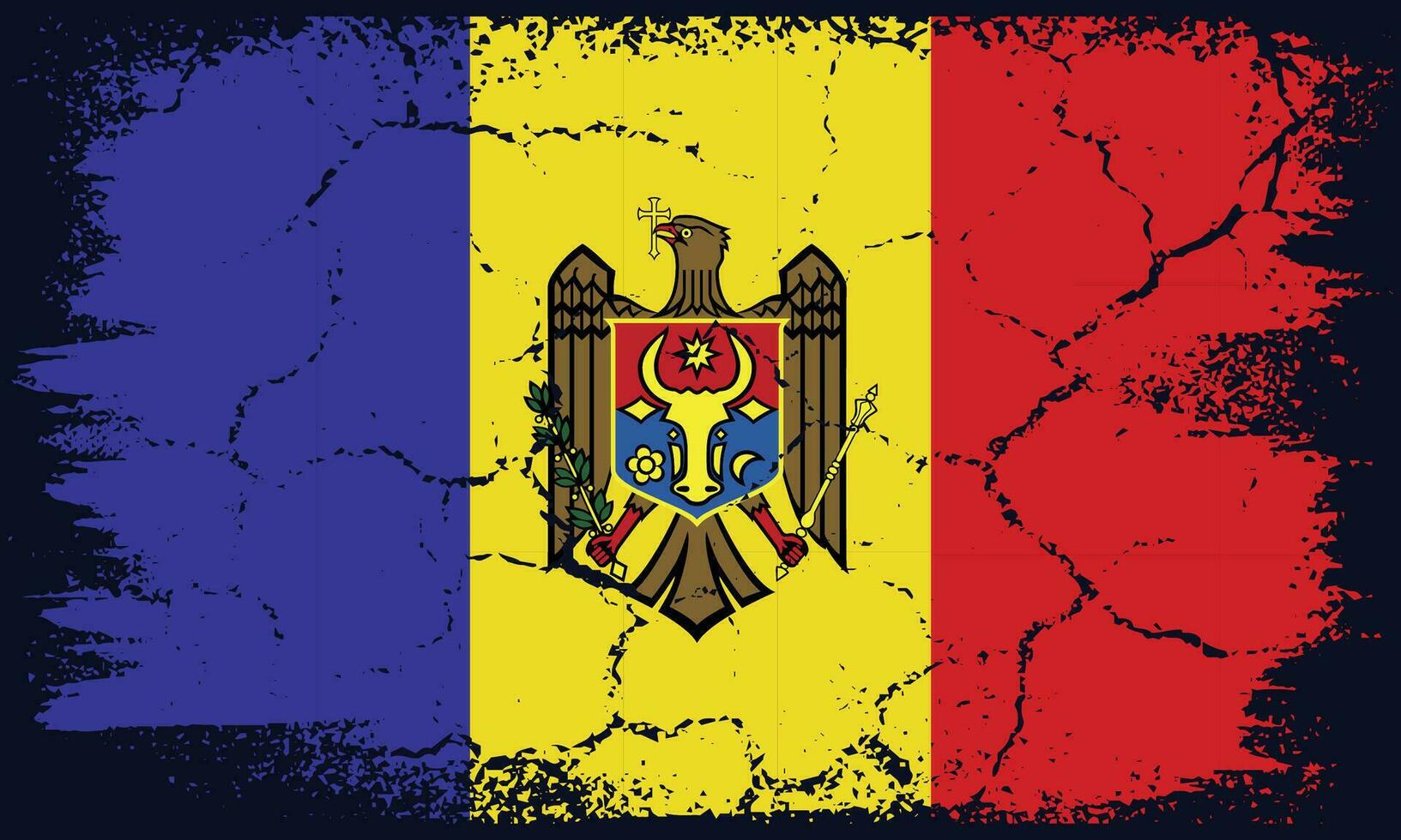 Free Vector Flat Design Grunge Moldova Flag Background