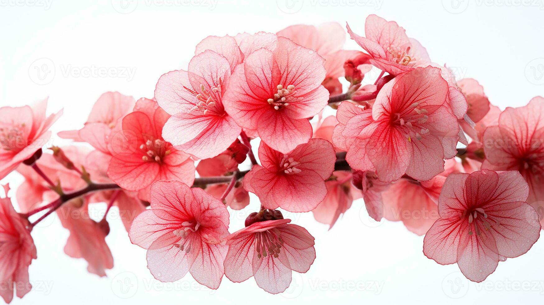 Photo of beautiful Heuchera flower isolated on white background. Generative AI