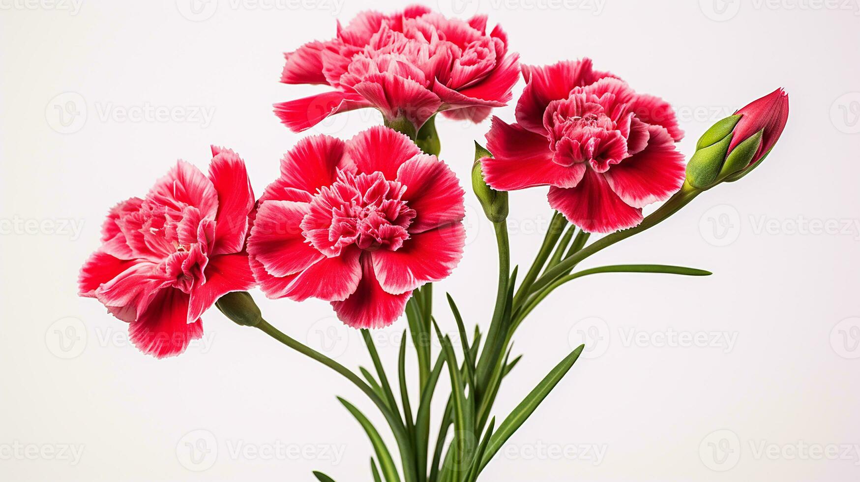 Photo of beautiful Dianthus flower isolated on white background. Generative AI