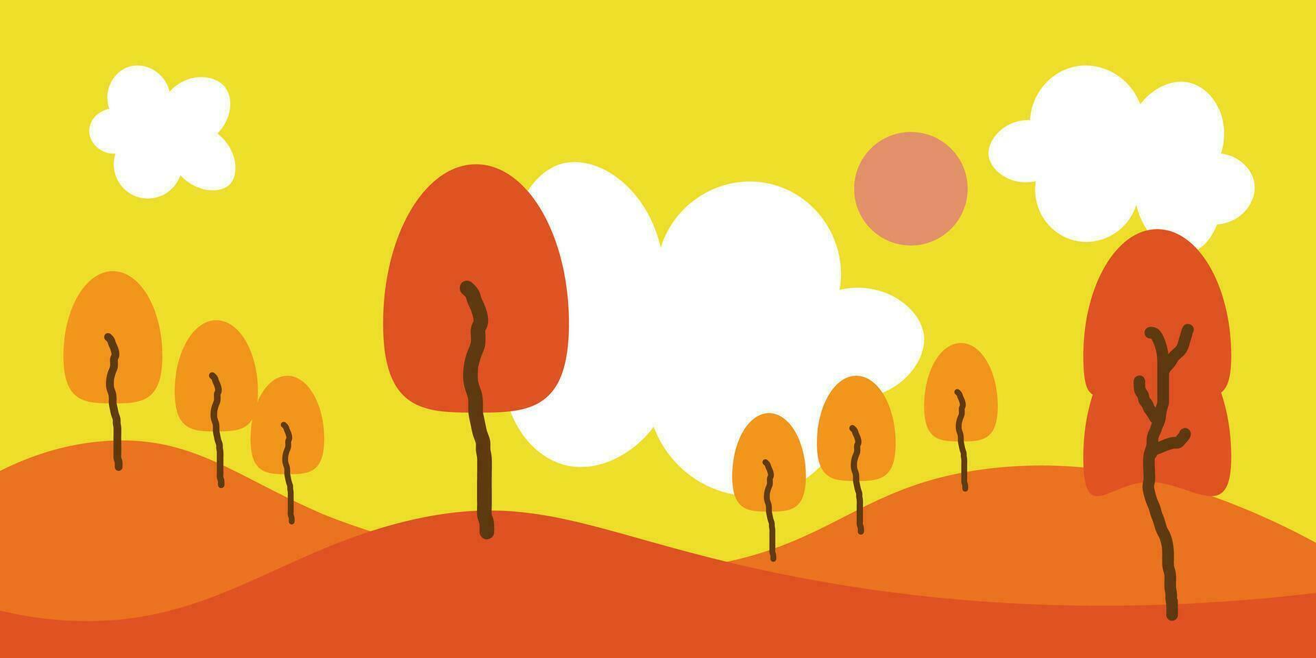 Landscape illustration design with an autumn theme vector