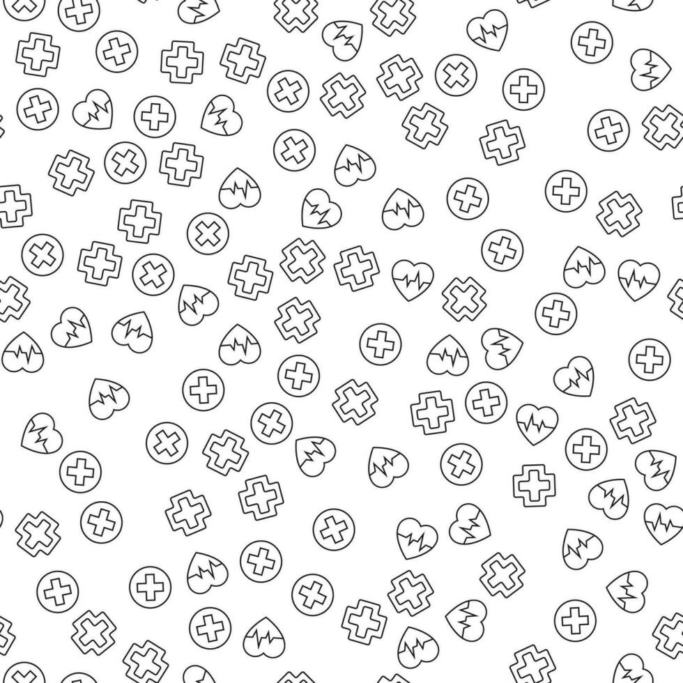 Medical Cross, Pulse Seamless Pattern. Perfect for web sites, postcards, wrappers, stores, shops vector