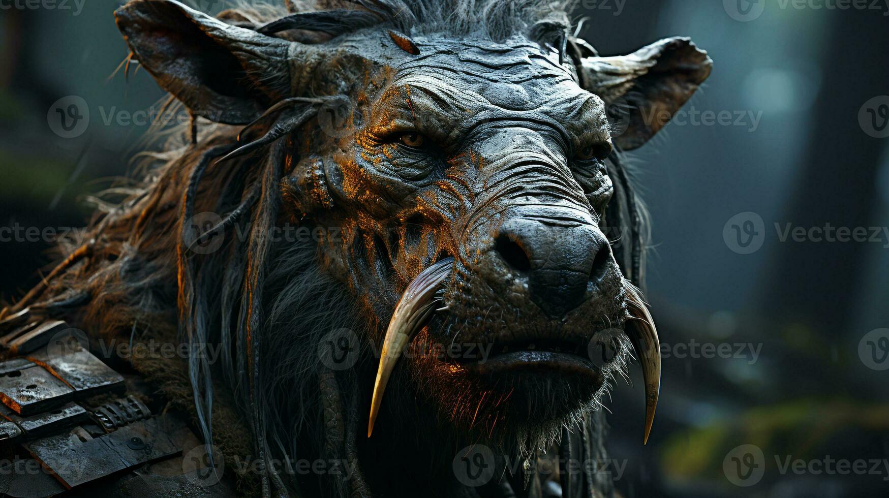 Close-up photo of a Warthog looking any direction on jungle. Generative AI