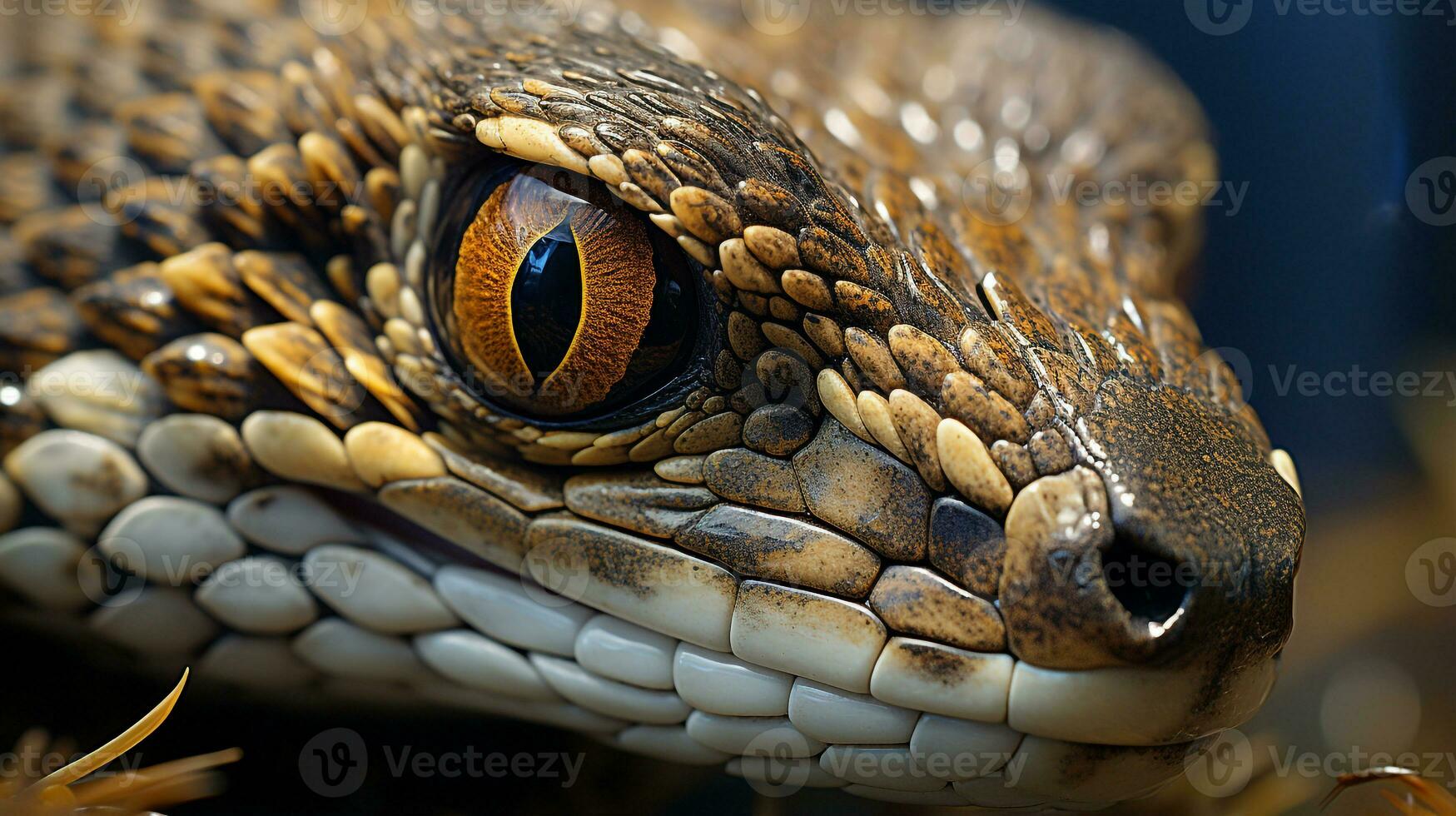 Close-up photo of a Sidewinder Rattlesnake looking any direction in the Desert. Generative AI