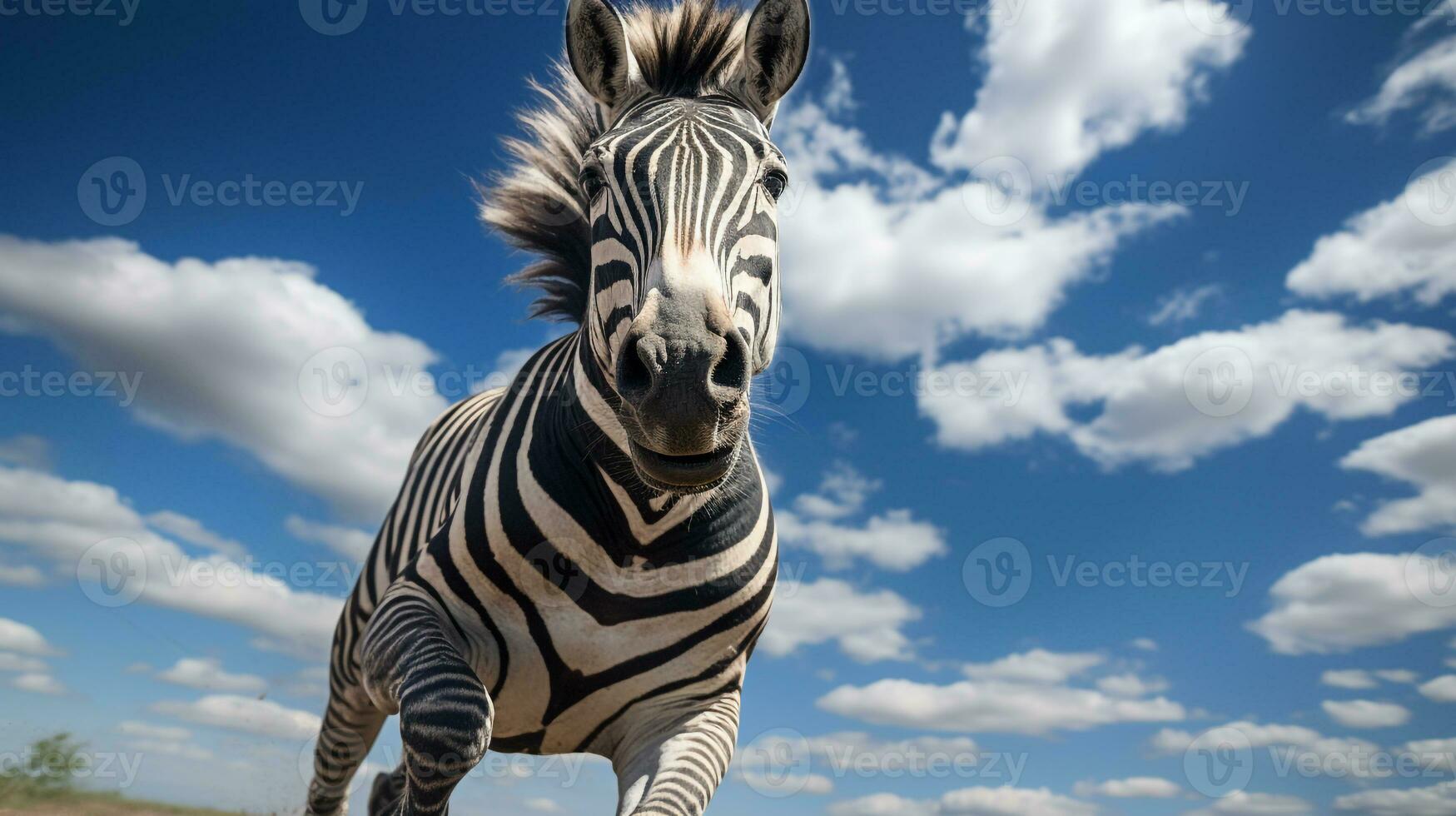 foto de un zorse debajo azul cielo. generativo ai