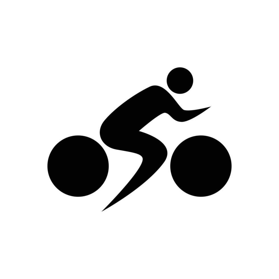 Illustration of People Cycling in Solid Color, Use for Exercising of Athletics Logo. vector