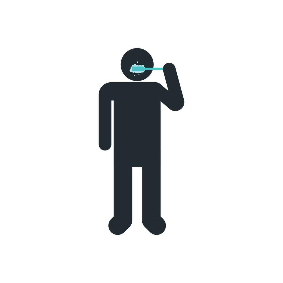 Illustration of a Person Brushing Teeth Vector Silhouette Icon. Hygiene Practices Silhouette Icon.