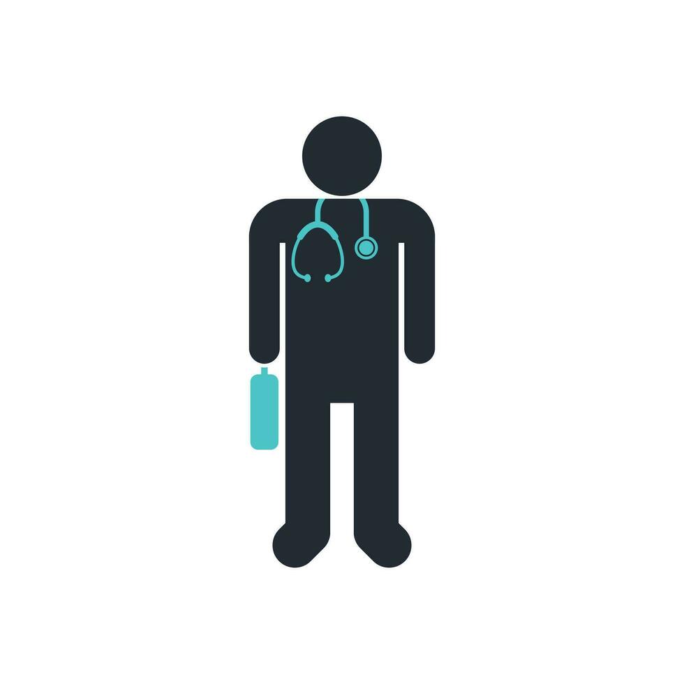 Illustration of Doctor Vector Silhouette Icon - Medical Professionals Silhouette Vector Illustration.