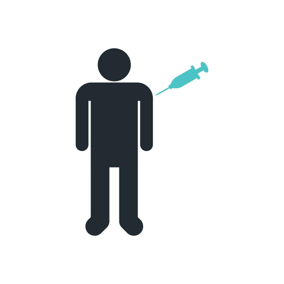 Illustration of a Person Getting Vaccinated Vector Silhouette Icon.