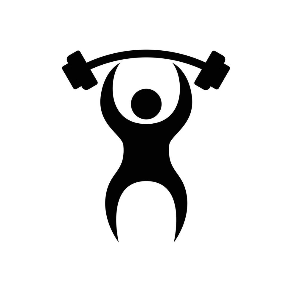 Vector Illustration of Man Lifting Weight in Black Solid Color, Good for Fitness Logo or Healthy Silhouette.