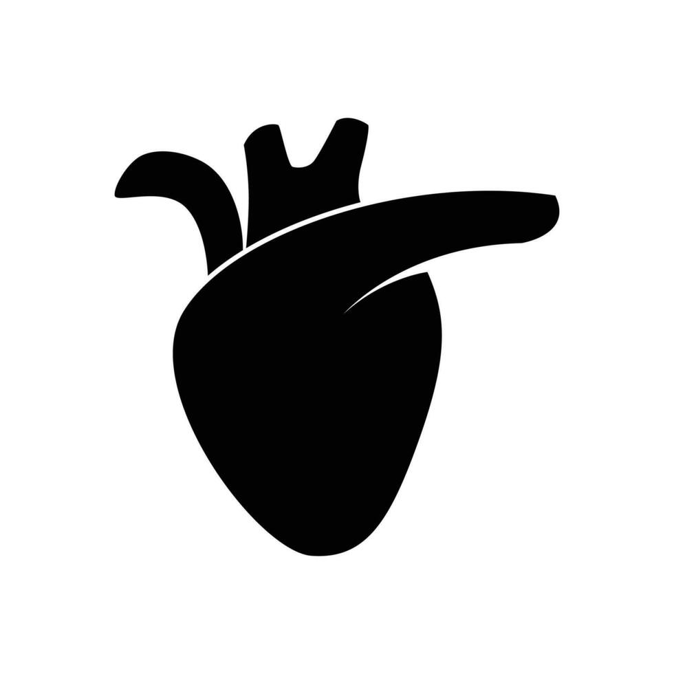 un humano corazón en negro sólido color vector ilustración, utilizar para sano silueta o sano logo.