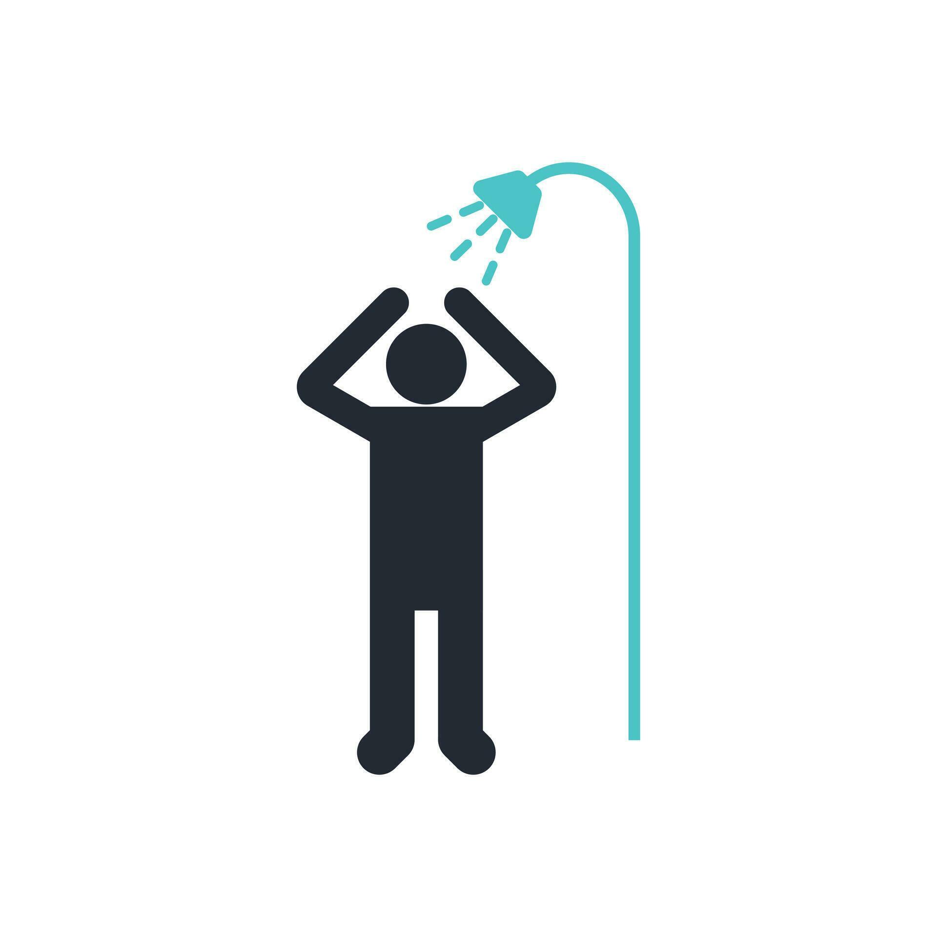 Illustration of a Person Taking a Shower Vector Silhouette Icon. Hygiene Practices Silhouette