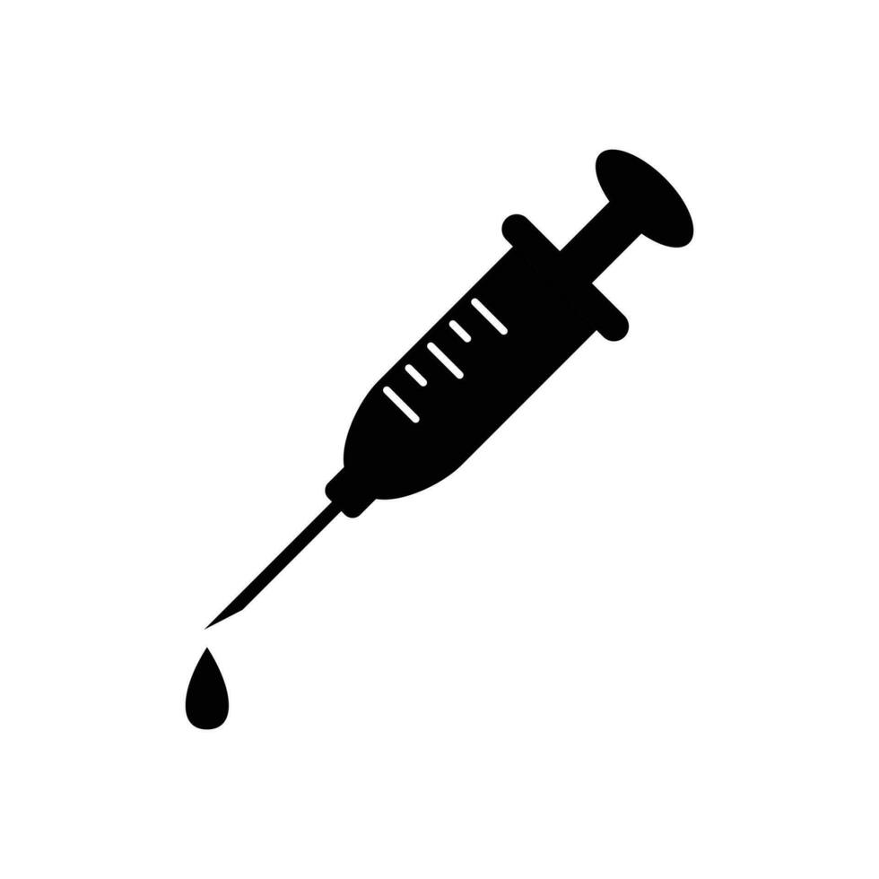 Silhouette Illustration of Syringe in Solid Color, Medical Equipements Silhouette. vector