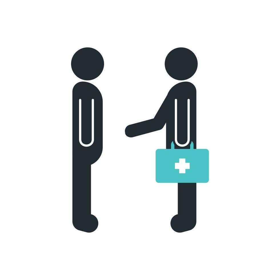 Illustration of Person Visiting a Doctor Silhouette Icon - Health Check-Ups Silhouette Vector. vector