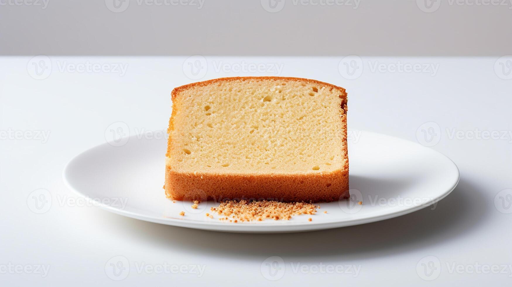 Photo of pound cake on white plate. Generative AI