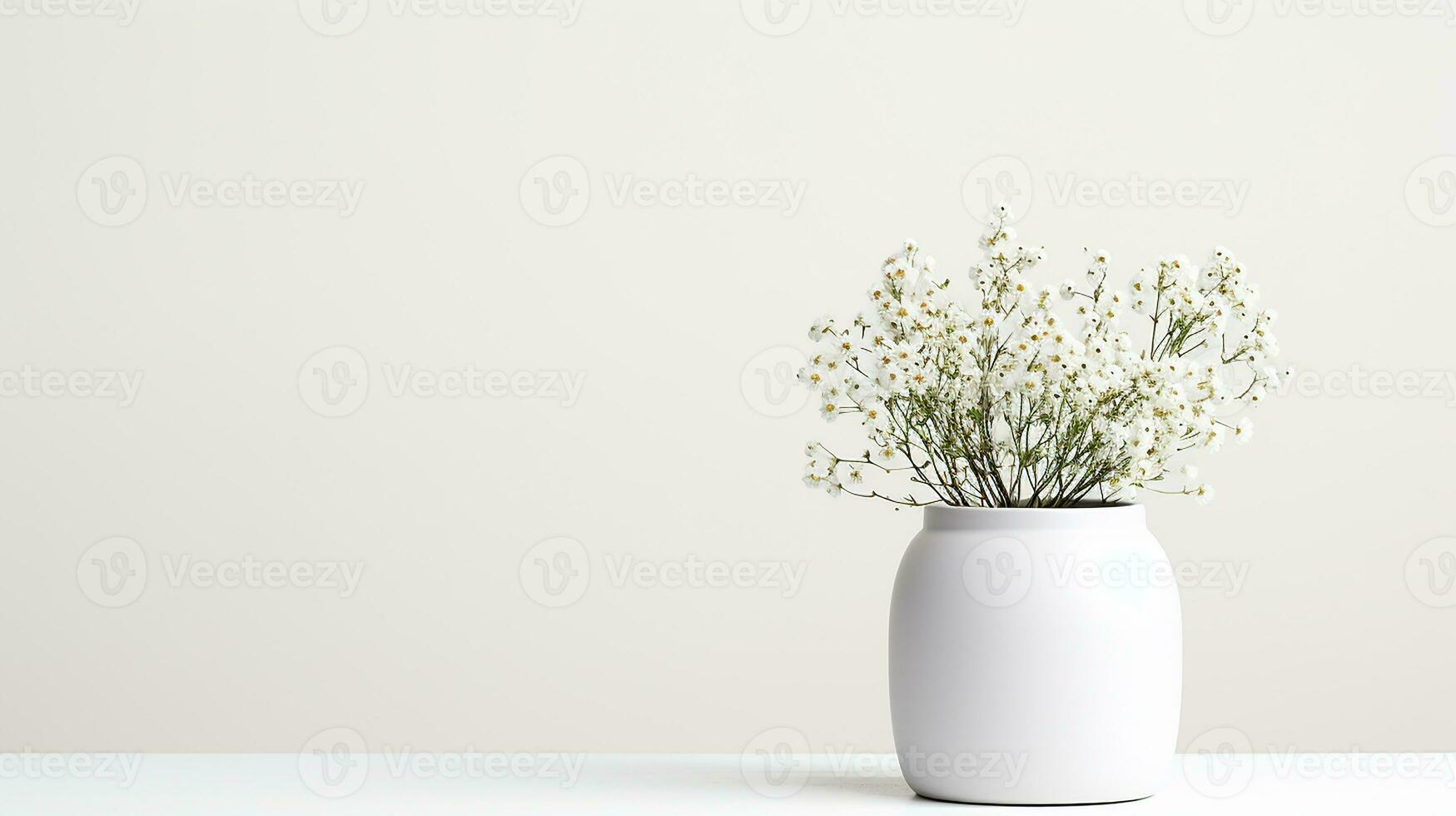 Photo of Gypsophila flower in pot isolated on white background. Generative AI