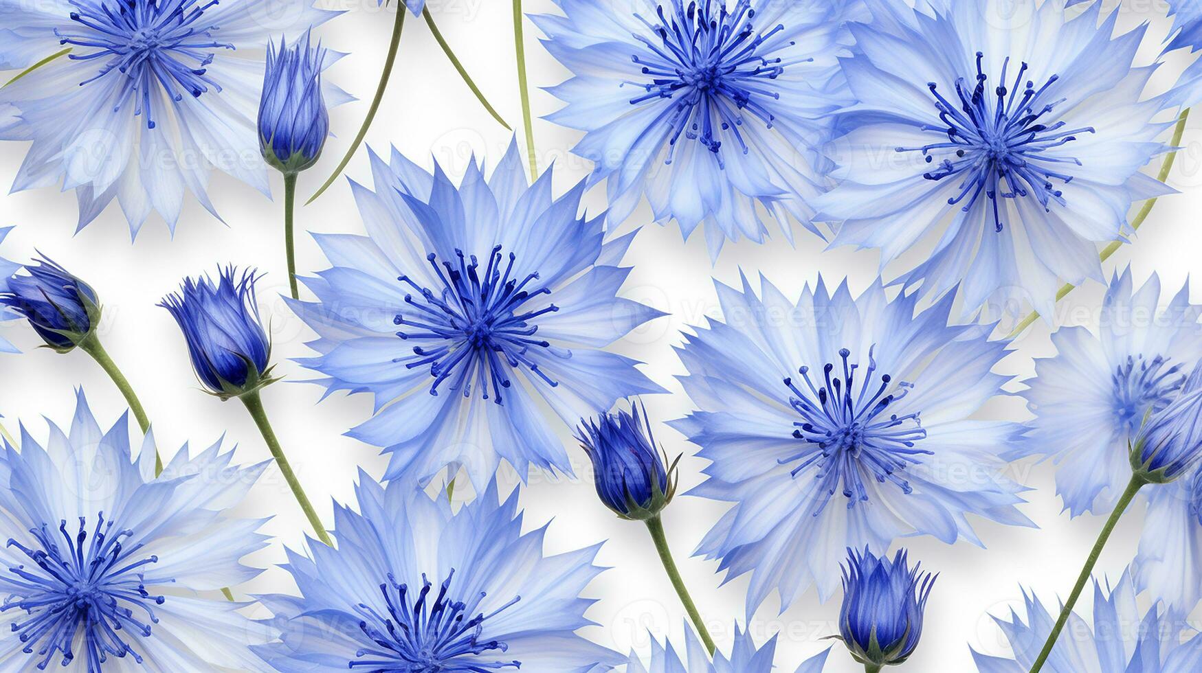 Cornflower flower patterned background. Flower texture background. Generative AI photo