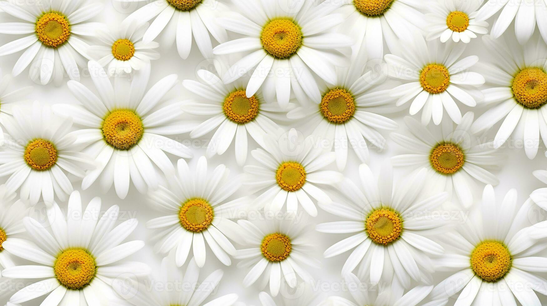 Daisy flower patterned background. Flower texture background. Generative AI photo