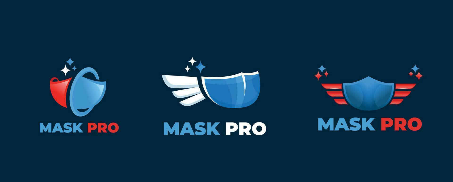 pro face mask logo design for medical in covid-19 season. blue medical mask logo design. covid-19 protection logo - masks shop logo vector