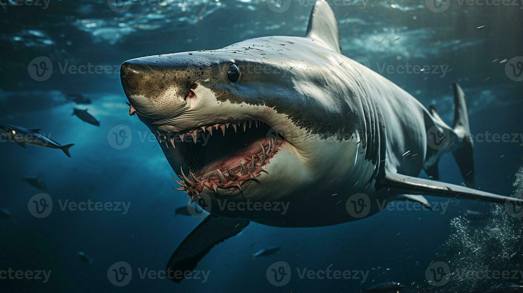 Close-up photo of a Shark looking any direction. Generative AI