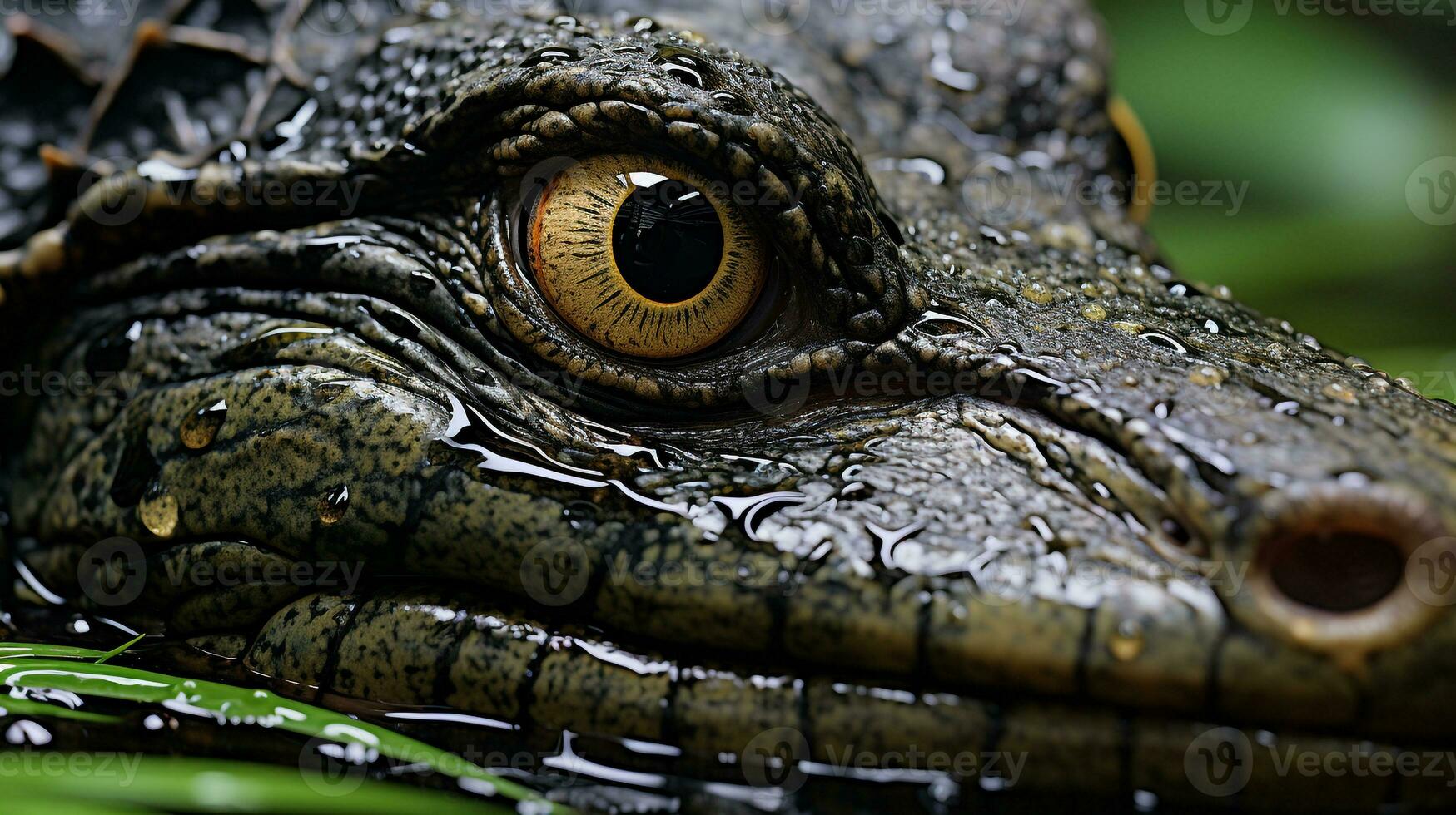 Close-up photo of a Alligator looking in their habitat. Generative AI