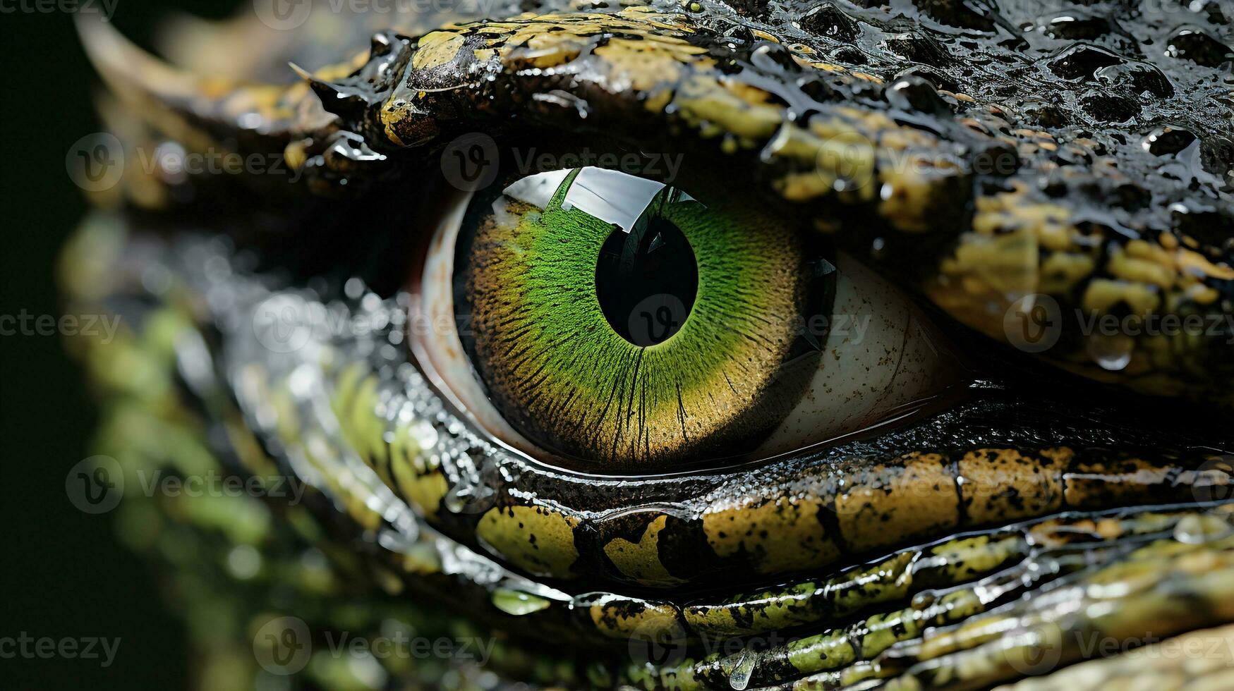Close-up photo of a Crocodile looking in their habitat. Generative AI