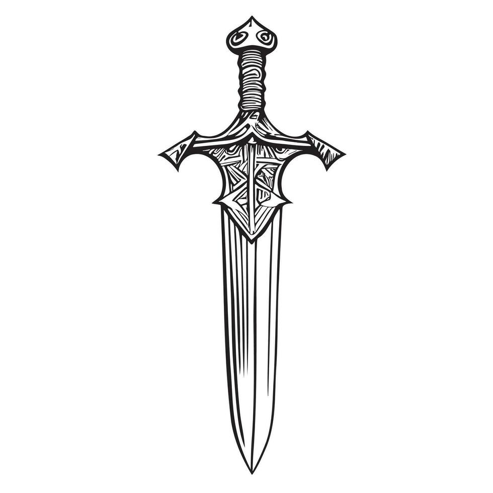 Vintage sword hand drawn sketch Vector illustration Antique