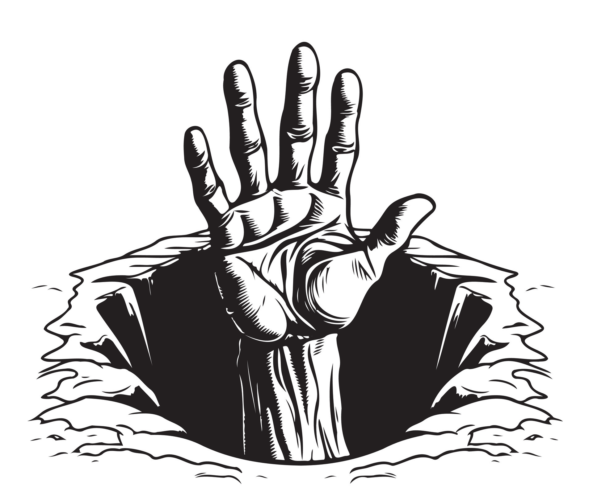 Hand crawling out of a grave pit sketch hand drawn Halloween Vector illustration 29872903 Vector