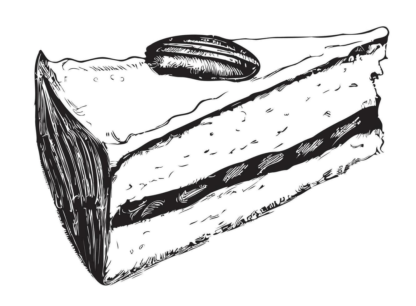 Piece of cake hand drawn sketch in doodle style Vector illustration