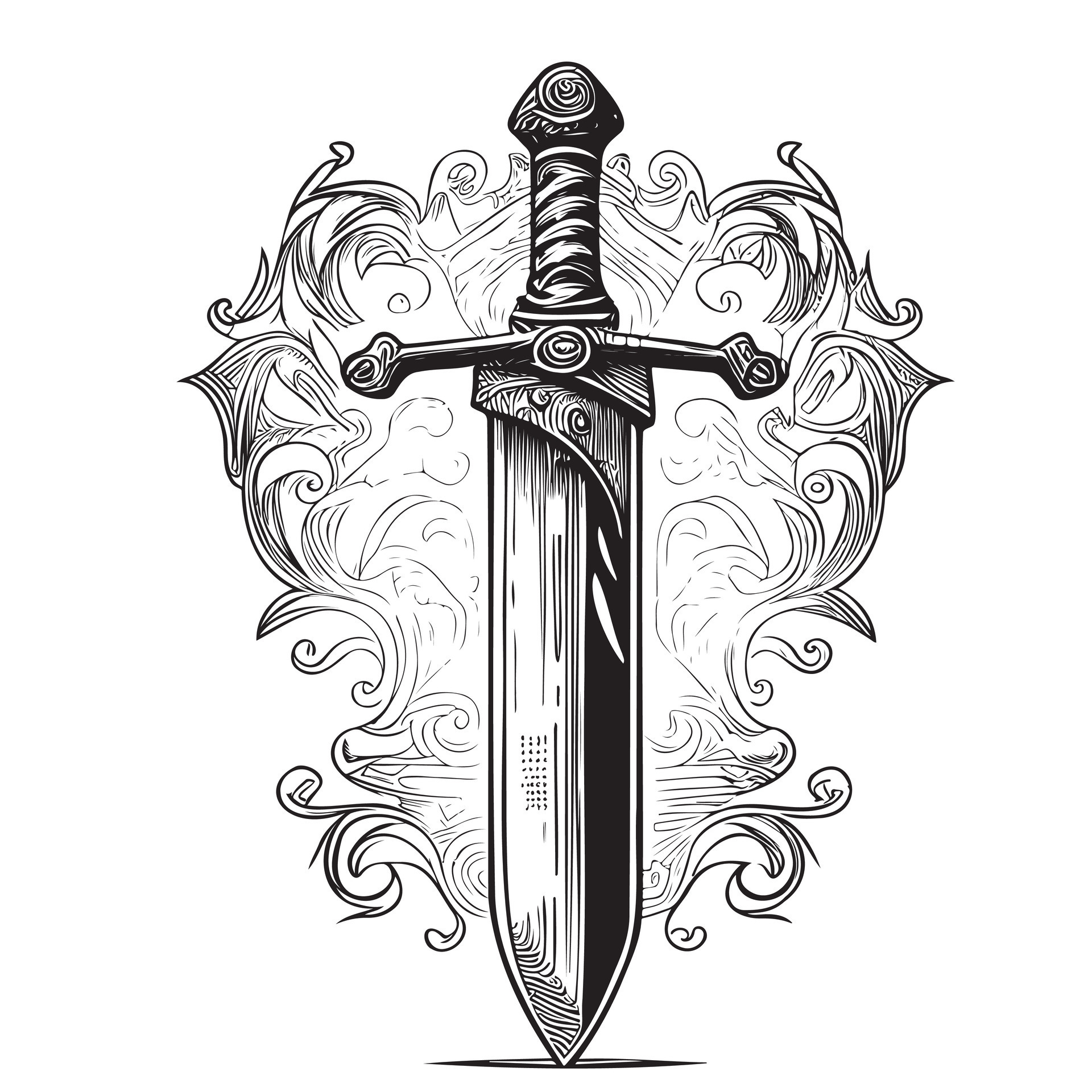 Antique sword hand drawn sketch Vector illustration Vintage 29872908