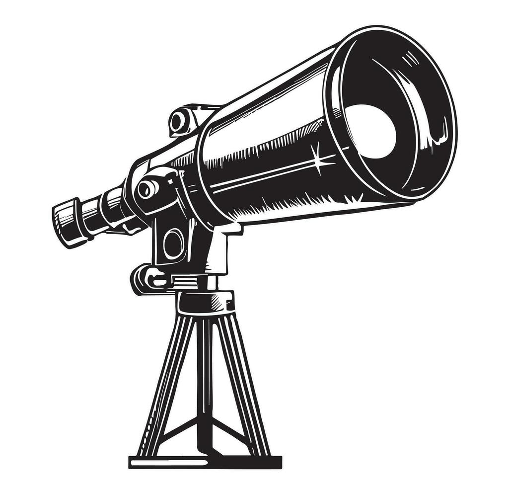 Telescope retro sketch hand drawn science Vector illustration