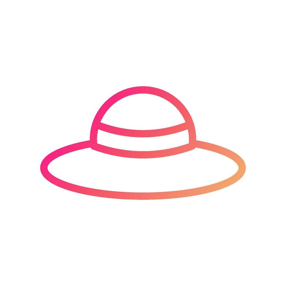 sombrero icono degradado rosado amarillo verano playa símbolo ilustración. vector