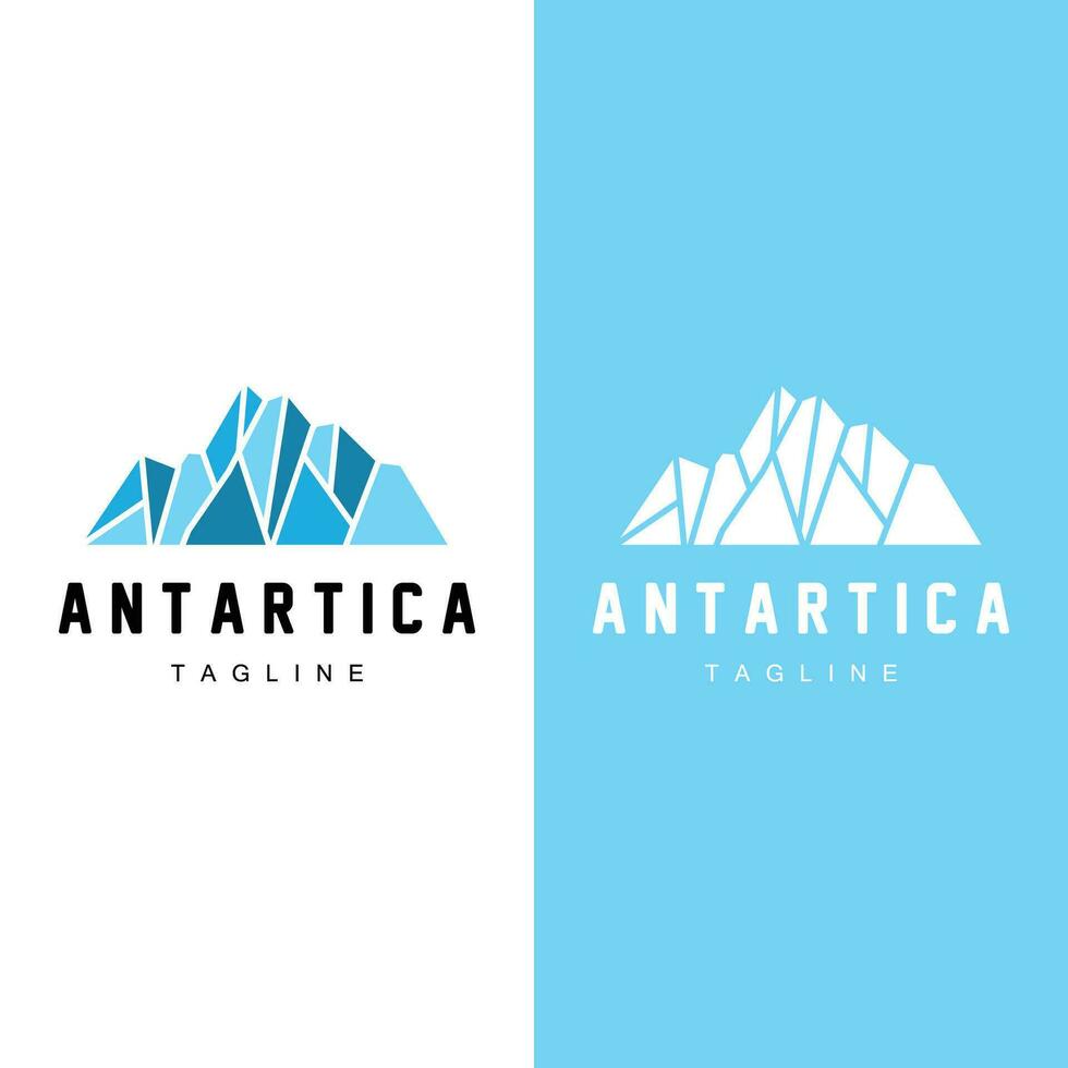 Iceberg Logo, Antarctica Logo Design, Simple Nature Landscape Vector Illustration Template