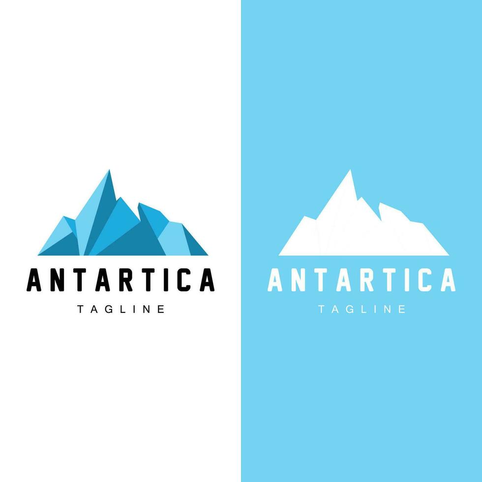 Iceberg Logo, Antarctica Logo Design, Simple Nature Landscape Vector Illustration Template