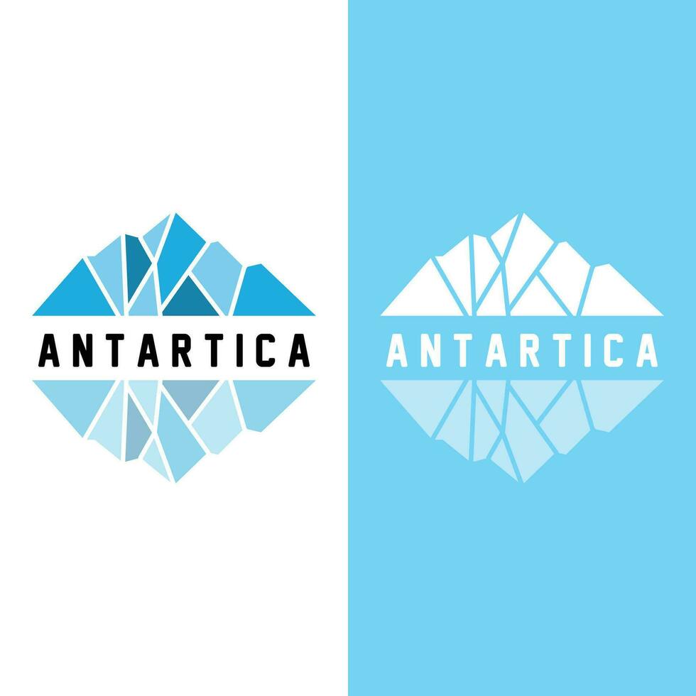 Iceberg Logo, Antarctica Logo Design, Simple Nature Landscape Vector Illustration Template