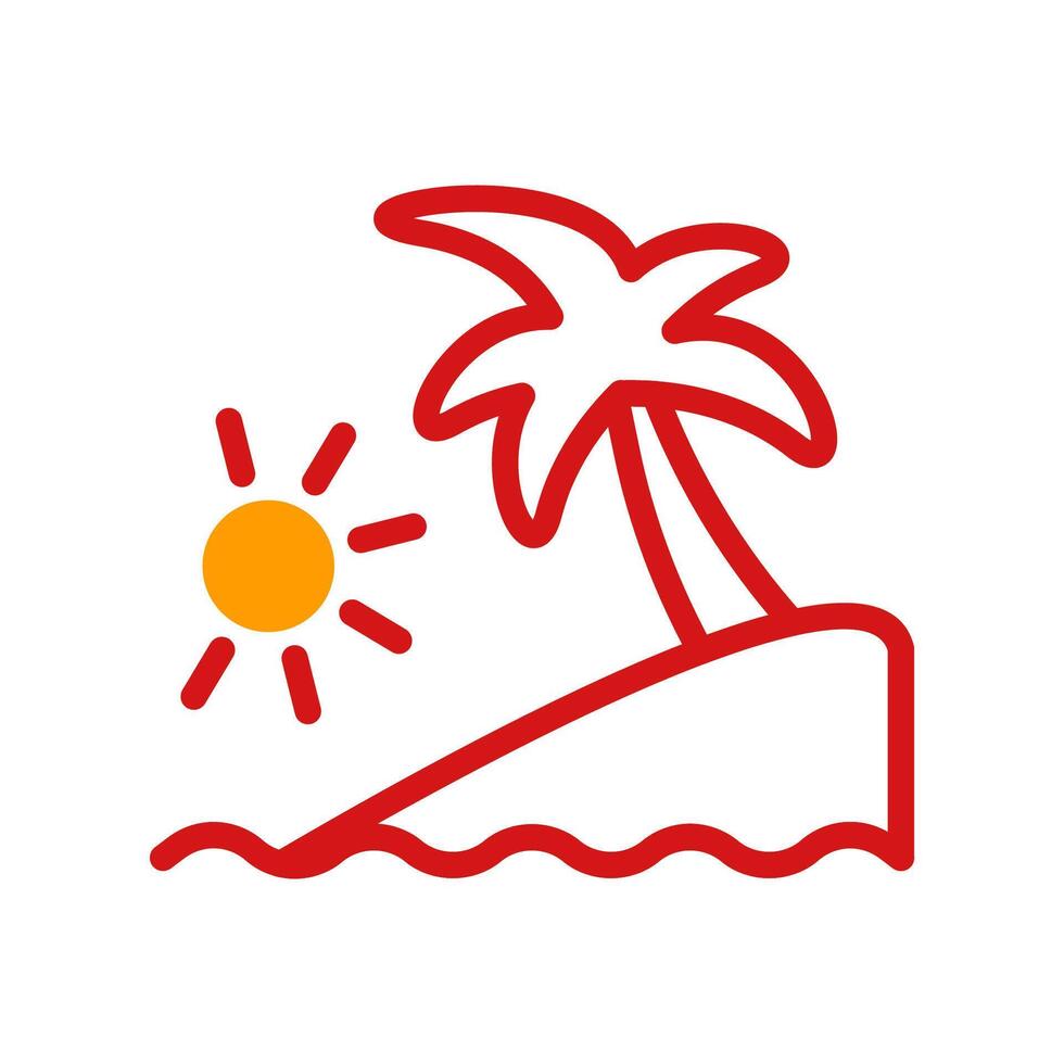 Island icon duotone yellow red summer beach symbol illustration. vector