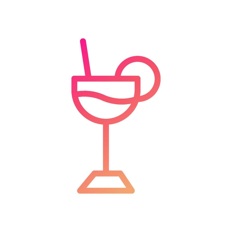 Drink icon gradient pink yellow summer beach symbol illustration. vector