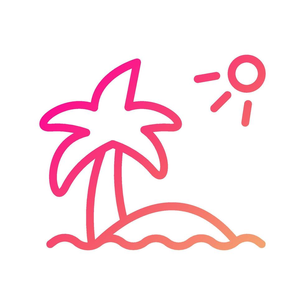 isla icono degradado rosado amarillo verano playa símbolo ilustración. vector