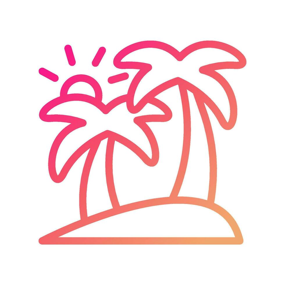 Island icon gradient pink yellow summer beach symbol illustration. vector
