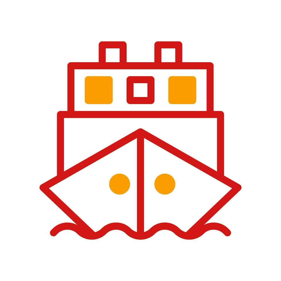 Boat icon duotone yellow red summer beach symbol illustration. vector