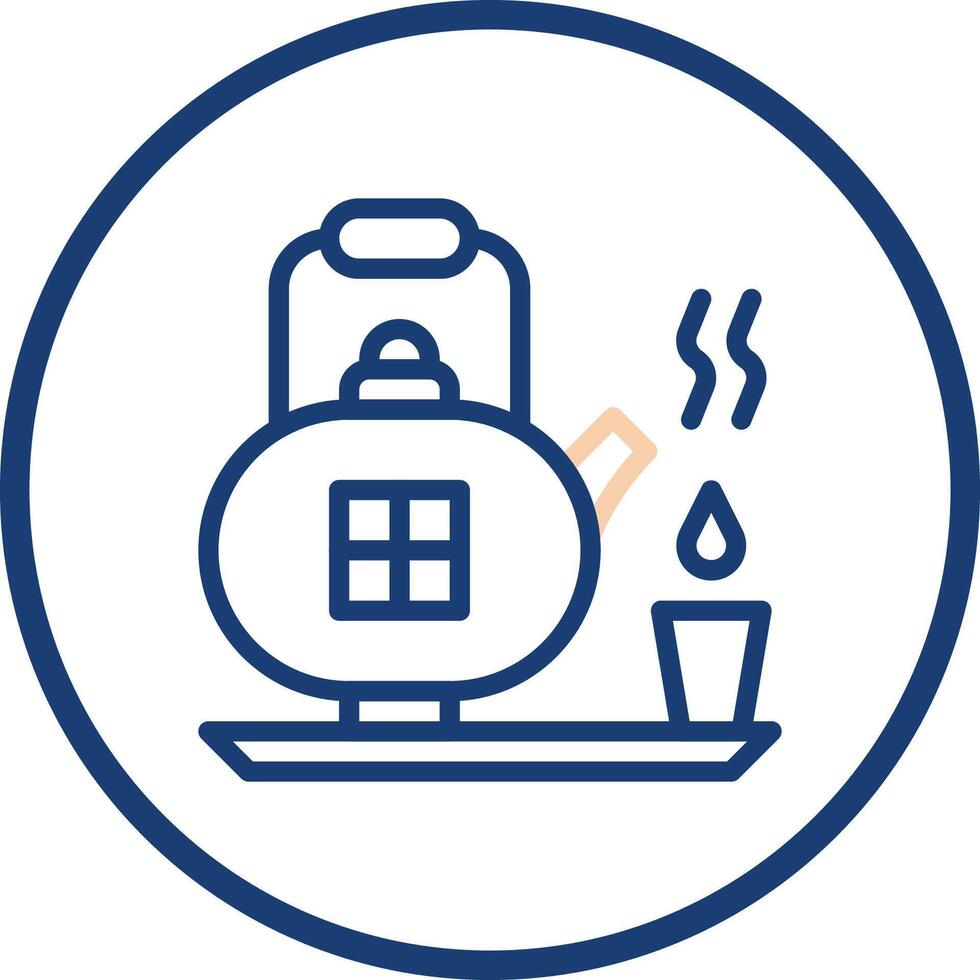 Teapot icon line rounded beige blue colour chinese new year symbol perfect. vector