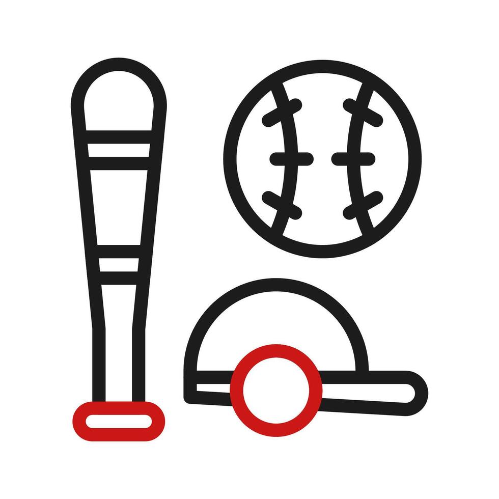 Baseball icon duocolor red black sport symbol illustration. vector