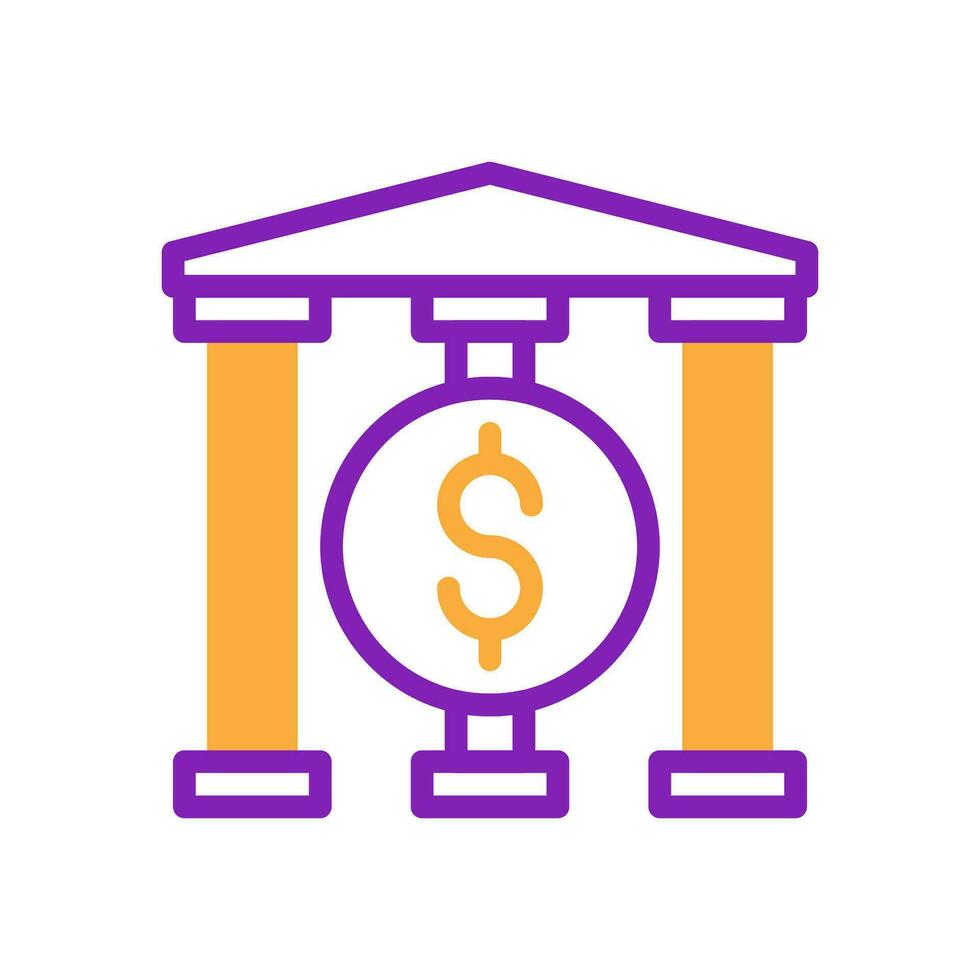 bancario icono duotono púrpura amarillo negocio símbolo ilustración. vector