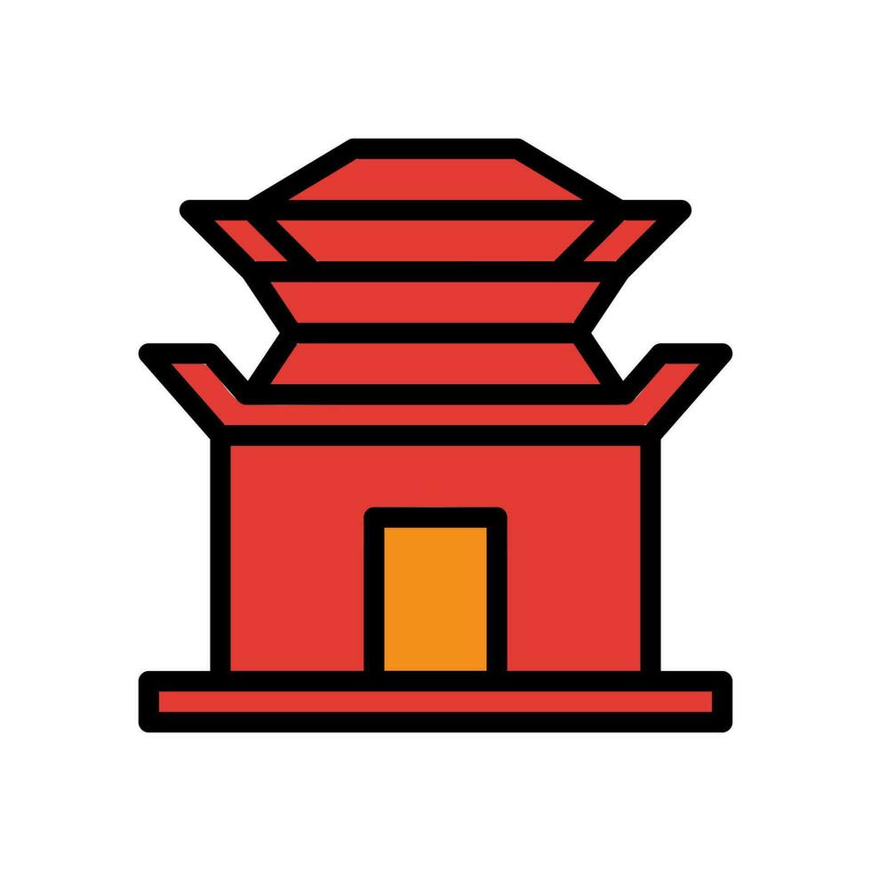 arco icono de colores contorno rojo naranja color chino nuevo año símbolo Perfecto. vector